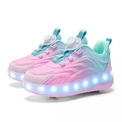 Sapatilhas infantis de patins de duas rodas, luz LED, tênis esportivos brilhant na internet