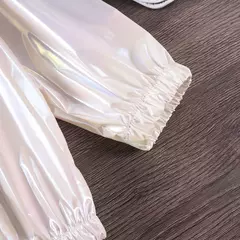 Jaqueta com capuz fino monocromático para menina, poliéster, roupa diária con