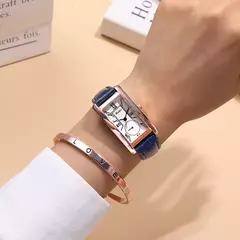 2025 nova moda relógio de cinto fino feminino retângulo quartzo casual numerais roma