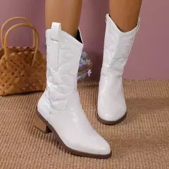 Imagem do Moda feminina zíper botas de cavaleiro senhoras outono sola grossa saltos gross
