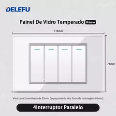DELEFU 4*2 Vidro Temperado Branco Tomada Padrão Brasil com Dupla USB Tipo C Tom