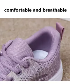Sapatos casuais com renda para mulheres, leve, sola grossa, exercícios, esporte