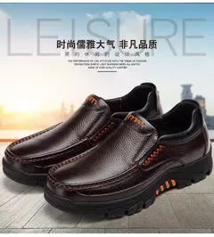 Imagem do Sapatos para homens mocassins de couro chef sapatos de trabalho conforto penetra