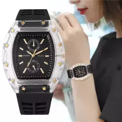 Moda feminina relógios casuais pulseira de silicone analógico relógio de quartz - comprar online