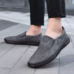 Imagem do Botas de couro artesanais para homens, sapatos de grife casual, macio, andando,