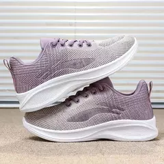 Sapatos casuais com renda para mulheres, leve, sola grossa, exercícios, esporte