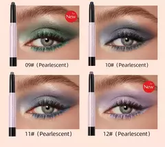 12 cores perolado sombra lápis delineador à prova dwaterproof água glitter