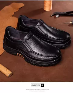 Imagem do Sapatos para homens mocassins de couro chef sapatos de trabalho conforto penetra