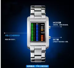 2020 nova moda binária relógio masculino digital led relógios de pulso eletrônico multifuncional relógios de aço preto - Show Drop