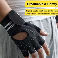 Luvas de ginástica meio dedo com suporte de pulso para homens e mulheres, treino - comprar online