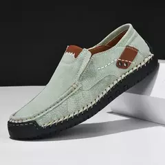Imagem do Sapatos masculinos casuais confortáveis deslizamento em mocassins de couro apar