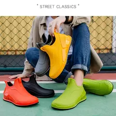 Botas de cano curto masculino, botas de chuva monocromáticas, sapatos de pesca - Show Drop