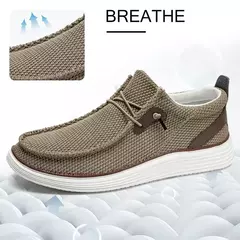 Sapato de lona casual masculino, mocassins masculinos, respirável, deslizamento na internet