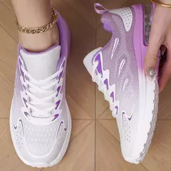Tênis feminino sapatos de caminhada moda feminina almofada de ar malha respirá - Show Drop