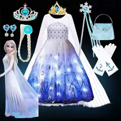 Disney vestido led light up elsa espírito traje meninas congelado role play nev na internet