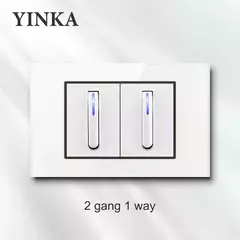 Yink branco teclas de piano universal interruptor de luz parede painel de vidro