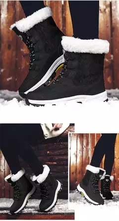 Botas femininas de inverno plataforma botas de neve à prova dwaterproof água p - loja online