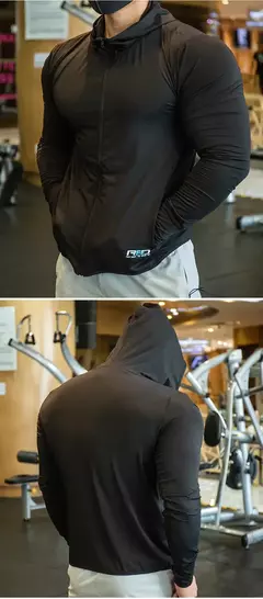 2023 jaqueta masculina de alta qualidade esportes zip up manga longa camisetas r - Show Drop