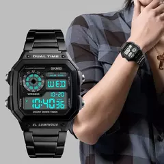 Skmei 1335 pulseira de aço inoxidável relógio digital reloj hombre relógio e