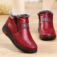 Botas de neve de inverno mulheres bota de tornozelo retro couro do plutônio mãe sapatos de pelúcia quente confortável zíper à prova dwaterproof água calçados femininos botas mujer - comprar online