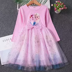 2025 novo disney elsa vestido de princesa dos desenhos animados meninas vestido - comprar online