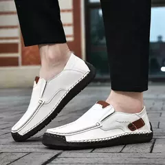 Sapatos masculinos casuais confortáveis deslizamento em mocassins de couro apar - loja online