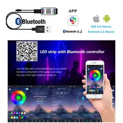 Luz de tira led 2835 5050 usb bluetooth flexível lâmpada fita 3key sensor de luz - Show Drop