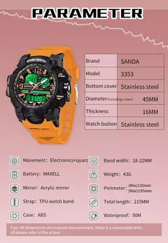 SANDA-G Style Relógio Digital para Mulheres, Relógio Desportivo Infantil, Relógio Eletrônico Impermeável, Cronógrafo, Calendário, Senhora, Quartzo, Meninos, Meninas