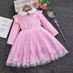 2024 novo 2-9y vestido de princesa disny meninas vestido primavera veraõ crianças na internet