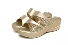 Sandálias femininas verão ouro dedo do pé aberto sandália vestido sapatos fe na internet