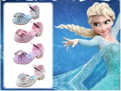 Disney frozen elsa crianças sapatos de salto alto para meninas dos desenhos ani - loja online