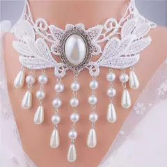 Colar de pingente branco gótico para mulheres, gargantilha de renda, joia para casamento na internet