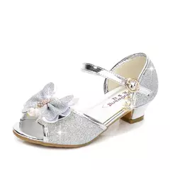 Moda meninas sapatos de salto alto crianças sapatos de couro para meninas princ - Show Drop