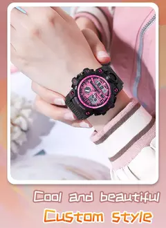 SANDA-G Style Relógio Digital para Mulheres, Relógio Desportivo Infantil, Relógio Eletrônico Impermeável, Cronógrafo, Calendário, Senhora, Quartzo, Meninos, Meninas