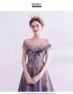 Imagem do Vestidos de noite femininos de luxo vestidos roxos reunião anual aniversário e casamento