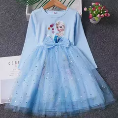 2025 novo disney elsa vestido de princesa dos desenhos animados meninas vestido - comprar online