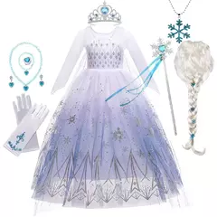 Disney criança meninas cosplay congelado elsa malha trajes neve rainha elsa princesa - loja online