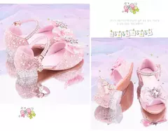 Meninas elegantes crianças sapatos de cristal verão glitter sapatos salto alto