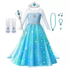 Led light up esa vestidos para meninas crianças cosplay roupas de festa crianç - comprar online