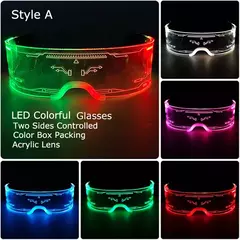 Imagem do Acrílico led luminoso óculos de festa brilho neon light up viseira óculos dj