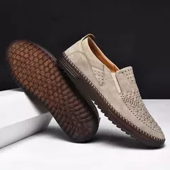 Botas de couro artesanais para homens, sapatos de grife casual, macio, andando, - Show Drop