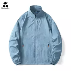 Casaco fino masculino com bolso, protetor solar, jaqueta casual de caminhada, go na internet