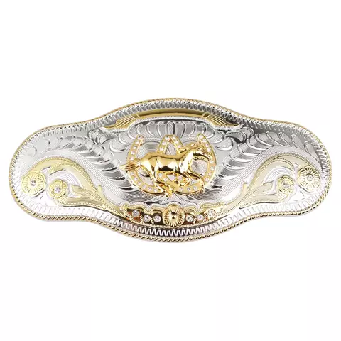 Fivela de cinto de vaca grande aumento dourado denim roupas decoração liga ace - comprar online