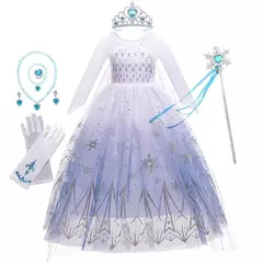 Disney criança meninas cosplay congelado elsa malha trajes neve rainha elsa princesa - Show Drop
