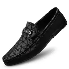 Imagem do 2022 novos mocassins pretos de couro masculino alta qualidade designer sapatos m