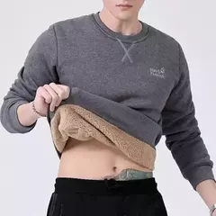 Moletom de inverno masculino manga comprida forrado de lã moletom quente cor pu - loja online