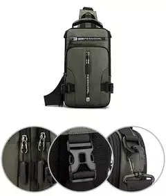 Imagem do Homens de náilon mochila peito pacote ombro com porta carregamento usb viagem m