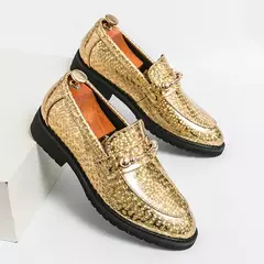 Sapatos de couro brilhantes para homens, mocassins luxuosos, sapatos de banquete - comprar online