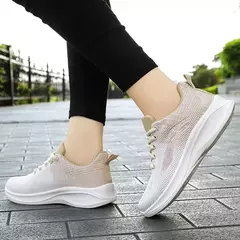 Sapatos casuais com renda para mulheres, leve, sola grossa, exercícios, esporte - comprar online