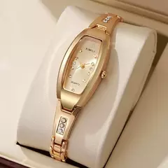 Nova moda de luxo tonneau pulseira relógios para mulher cristal aço inoxidáve - comprar online